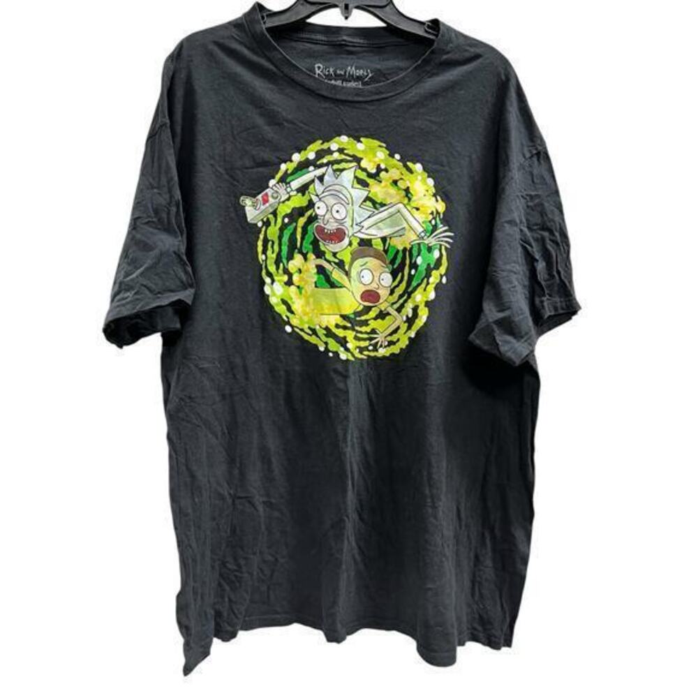 RICK & MORTY Adult Swim Black thrashed graphic tee big & tall SZ 2X